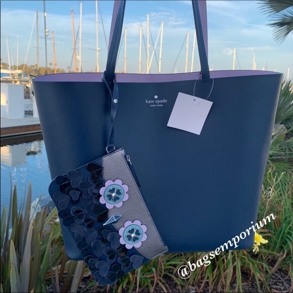 KATE SPADE Large Leather Tote Purse w wristlet - Picture 6 of 8